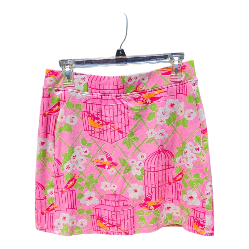 Spartina 449 Pink Floral and Birdcage Mini Skirt Like New